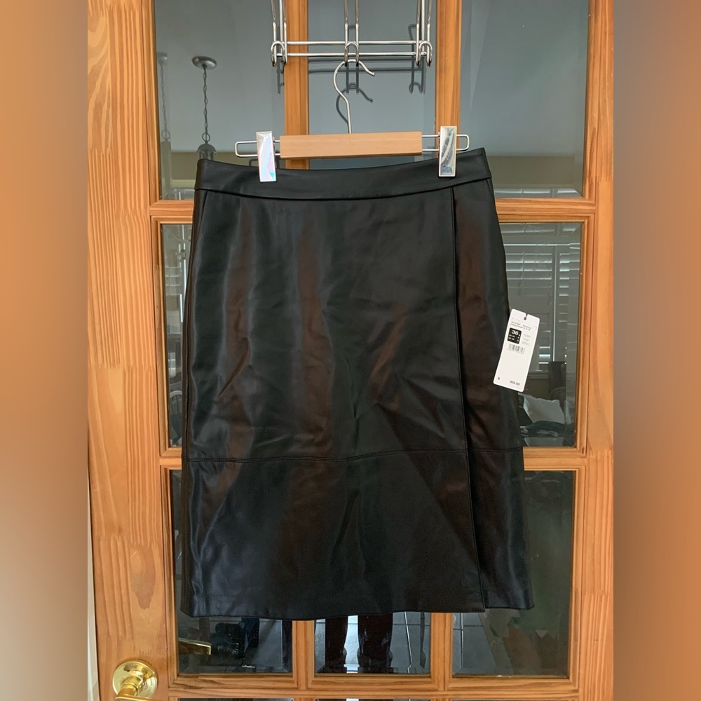 Olsen Black Faux Leather Skirt, Size 6